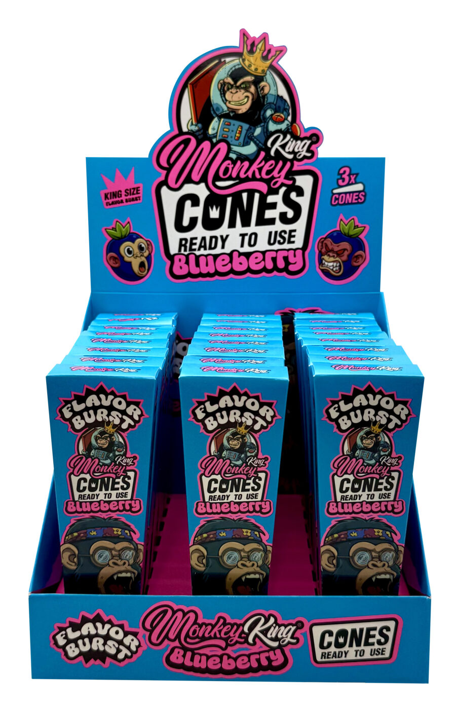 MFBCONEX3B / MONKEY FLAVOR CONES KS X3 BLUEBERRY