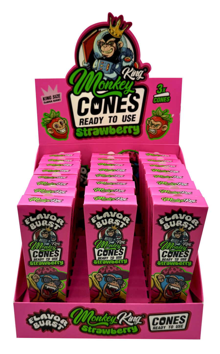 MFBCONEX3S / MONKEY FLAVOR CONES KS X3 STRAWBERRY